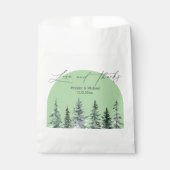 Liefde en bedankt, winterpijnbomen boogbruiloft bedankzakje (Voorkant)