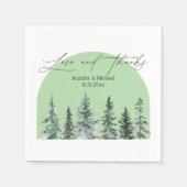 Liefde en bedankt, winterpijnbomen boogbruiloft servet (Voorkant)