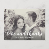 Liefde en Bedankt Wit Script Sepia Foto Dank U Briefkaart (Voorkant)