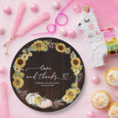 Liefde en Bedankt Zonnebloem Pompoen bruiloft Papieren Bordje (Feest)