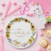 Liefde en Bedankt Zonnebloem Pompoen bruiloft Papieren Bordje (Feest)