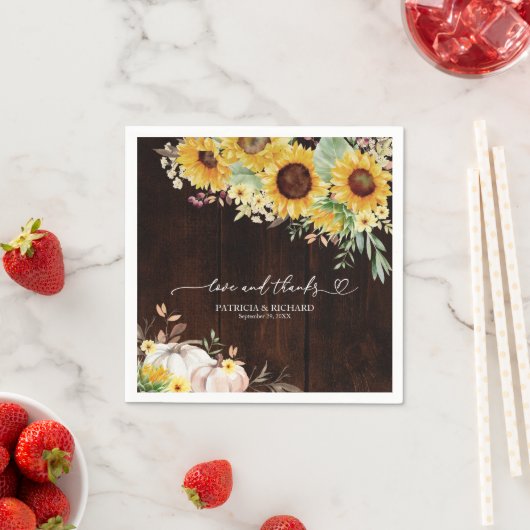 Liefde en Bedankt Zonnebloem Pompoen bruiloft Servet (Insitu)