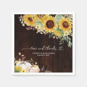 Liefde en Bedankt Zonnebloem Pompoen bruiloft Servet (Voorkant)