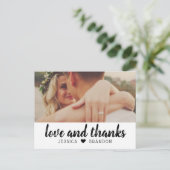 Liefde en Bedankt Zwart Rustiek Script Bruiloft Fo Briefkaart (Staand voorkant)