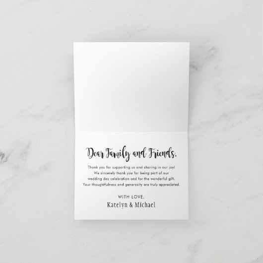 Liefde en Bedankt zwarte handgeschreven bruiloft (Binnen)