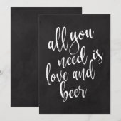 Liefde en bier betaalbaar krijtbord trouwbord kaart (Voorkant / Achterkant)