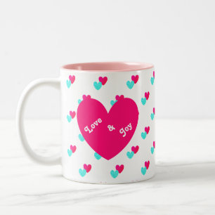 Liefde en blijdschap Hart Tweekleurige Koffiemok