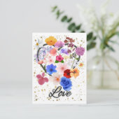 Liefde en bloemen briefkaart (Staand voorkant)
