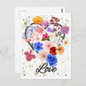 Liefde en bloemen briefkaart (Voorkant / Achterkant)