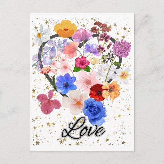 Liefde en bloemen briefkaart (Voorkant)