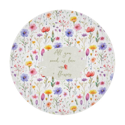 Liefde en bloemen Kleurrijke Country Wildflower Snijplank (Voorkant)