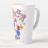 Liefde en bloemen latte mok (Rechterhoek)