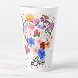 Liefde en bloemen latte mok