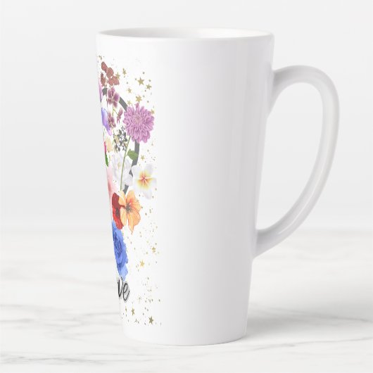 Liefde en bloemen latte mok (Rechts)