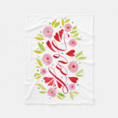Liefde en bloemen - roze en rood fleece deken (Voorkant)