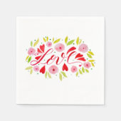 Liefde en bloemen - roze en rood servet (Voorkant)