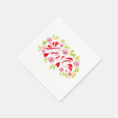 Liefde en bloemen - roze en rood servet (Hoek)