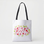 Liefde en bloemen - roze en rood tote bag (Voorkant)