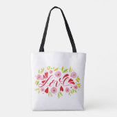 Liefde en bloemen - roze en rood tote bag (Achterkant)