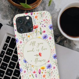 Liefde en bloemen Sweet Quote Groene Wildbloem Case-Mate iPhone Case