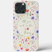 Liefde en bloemen Sweet Quote Groene Wildbloem Case-Mate iPhone Case (Achterkant)