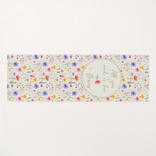 Liefde en bloemen Sweet Quote Groene Wildbloem Yogamat (Voorkant (horizontaal))