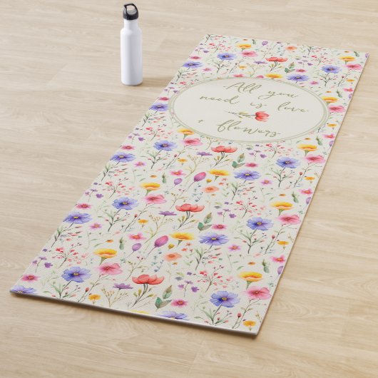 Liefde en bloemen Sweet Quote Groene Wildbloem Yogamat (In situ)