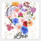 Liefde en bloemen vierkante sticker (Voorkant)