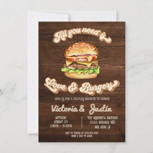 Liefde en Burgers koppels bruiloft douche Kaart (Voorkant)