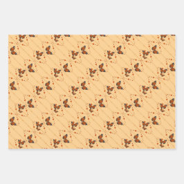 Liefde en Butterflies in sinaasappel Inpakpapier Vel