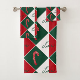 Liefde en Candy Canes Bad Handdoek
