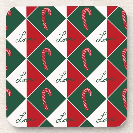 Liefde en Candy Canes Bier Onderzetter (Voorkant)