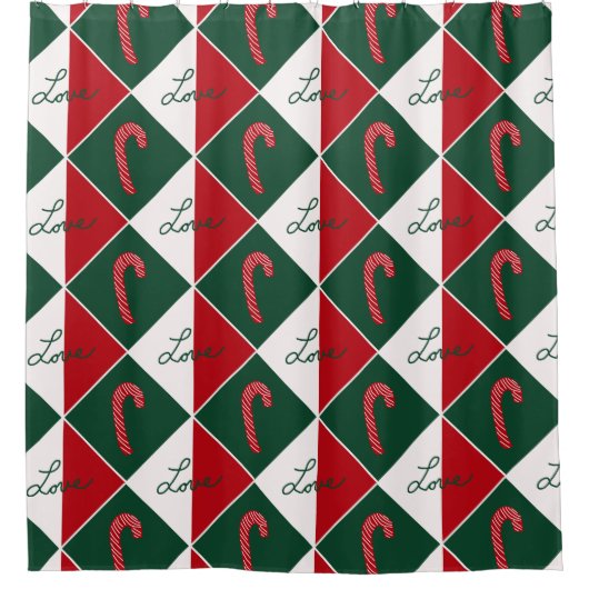 Liefde en Candy Canes Douchegordijn (Voorkant)