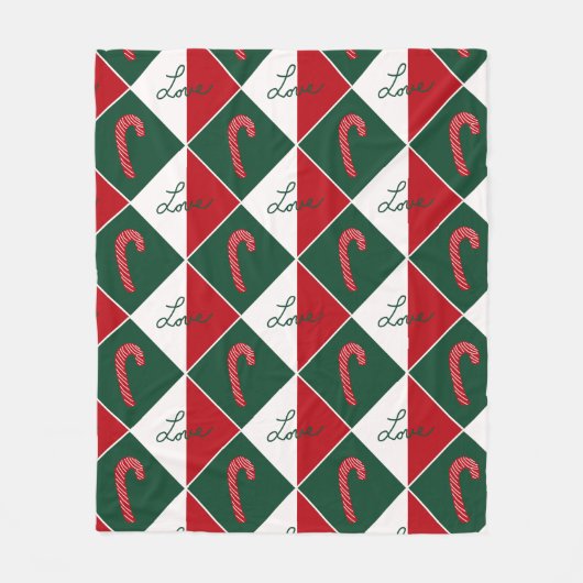 Liefde en Candy Canes Fleece Deken (Voorkant)
