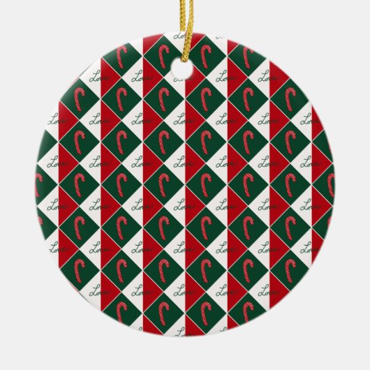 Liefde en Candy Canes Keramisch Ornament (Voorkant)