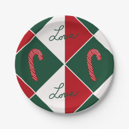 Liefde en Candy Canes Papieren Bordje