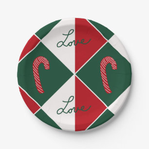 Liefde en Candy Canes Papieren Bordje