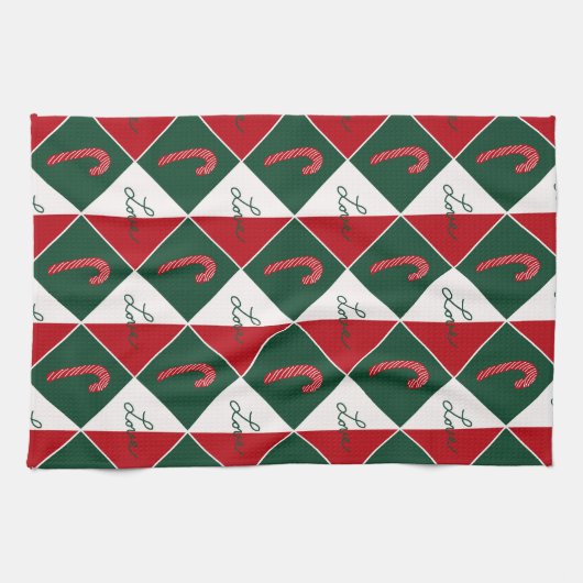 Liefde en Candy Canes Theedoek (Horizontaal)