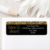 Liefde en Cheer Glitter Glimmend Effect Kerstmis Etiket (Insitu)
