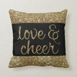 Liefde en Cheer Glitter Glimmend Effect Kerstmis Kussen