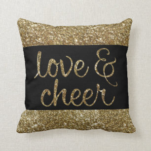 Liefde en Cheer Glitter Glimmend Effect Kerstmis Kussen
