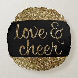 Liefde en Cheer Glitter Glimmend Effect Kerstmis Rond Kussen