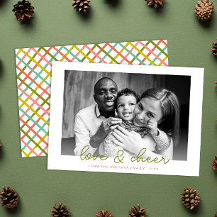 Liefde en Cheer Kleurrijke Kruis Kerstfoto Feestdagenkaart