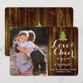 Liefde en Cheer Script Kerstmis Fotokaart Feestdagenkaart (Voorkant / Achterkant)
