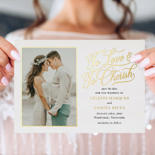 Liefde en Cherish FOLIE Wedding Save the Date Kaar Uitnodiging