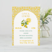 Liefde en citroenen bruids douche uitnodiging (Staand voorkant)