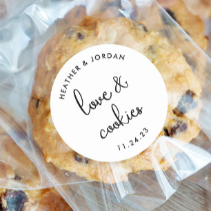 Liefde en Cookies Bruiloft Cookie Bag Favor Ronde Sticker
