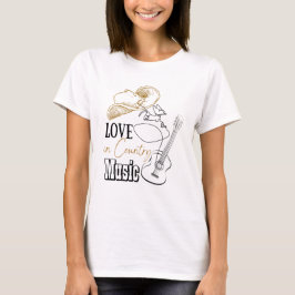 Liefde en country muziek t-shirt