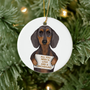 Liefde en Dachshund Keramisch Ornament