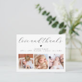 Liefde en Dank 3 Baby Foto Geboorteaankondiging Briefkaart (Staand voorkant)
